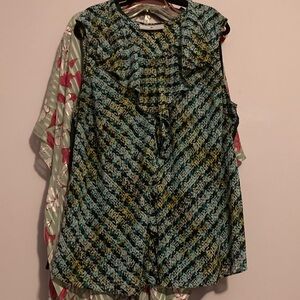 Studio Black and Green Patterned Blouse